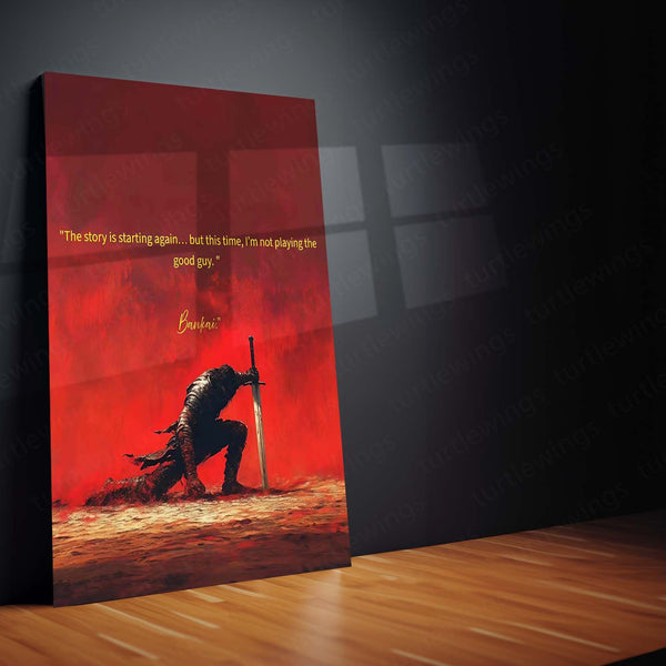 Anime Metal Poster | Bleach Anime Metal Poster | Bankai Dark Warrior Quote Wall Art | Red & Black Metal Print