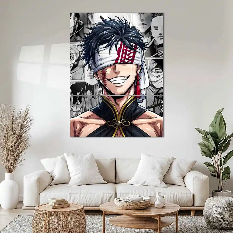 Anime Metal Poster Set of 9 | Qin Shi Huang | Record of Ragnarok Anime 9 Panel Wall Art | Blindfolded Emperor Manga Metal Print