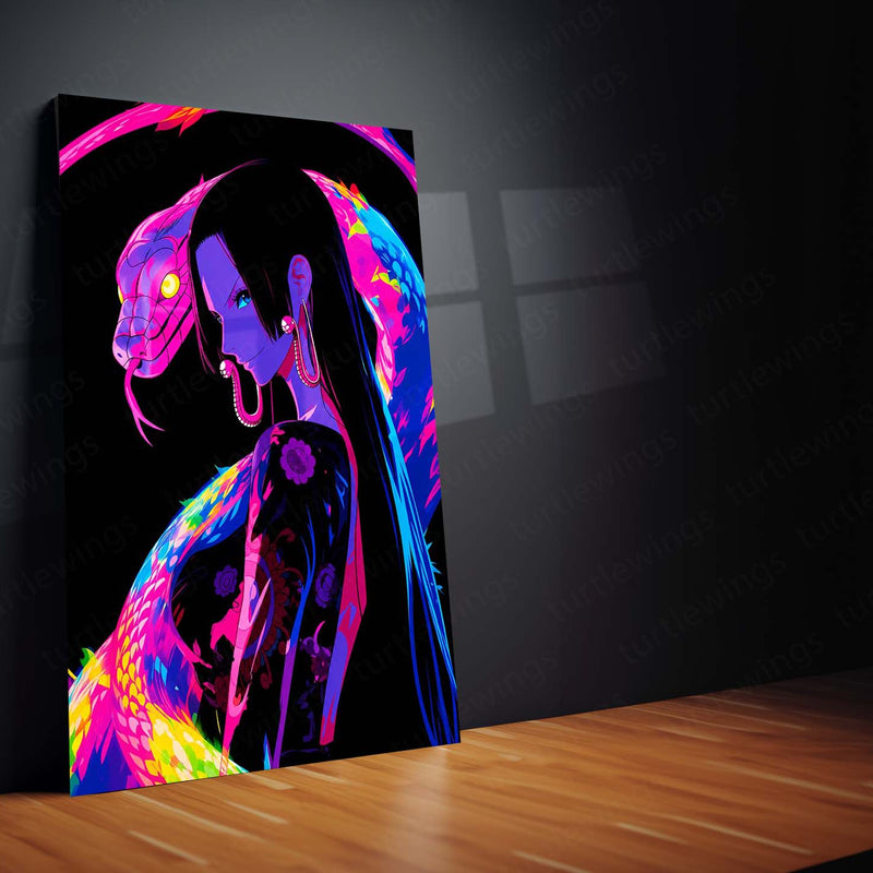 Anime Metal Poster | Boa Hancock Neon Serpent One Piece Wall Art