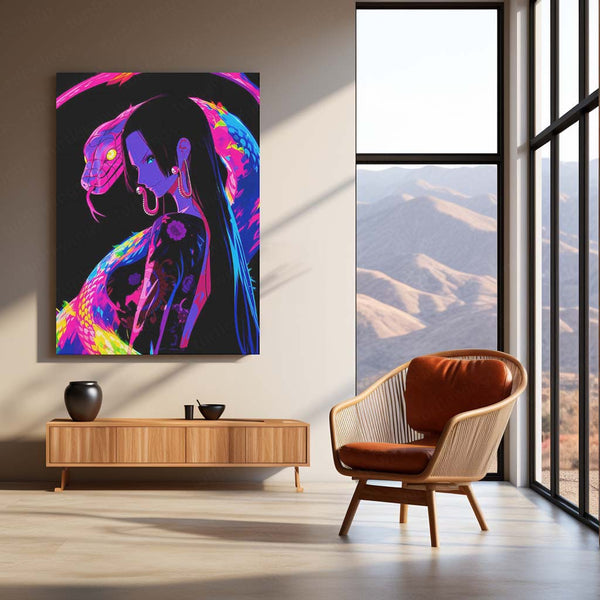 Anime Metal Poster | Boa Hancock Neon Serpent One Piece Wall Art