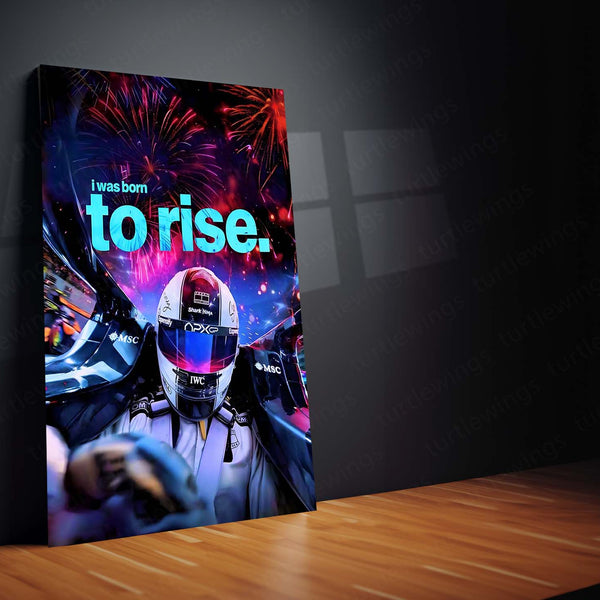 Quote Metal Poster | Sonny Hayes – Born to Rise Metal Frame Relentless Comeback & Racing Grit Wall Art | Elite Motorsport Mindset Quote Metal Poster