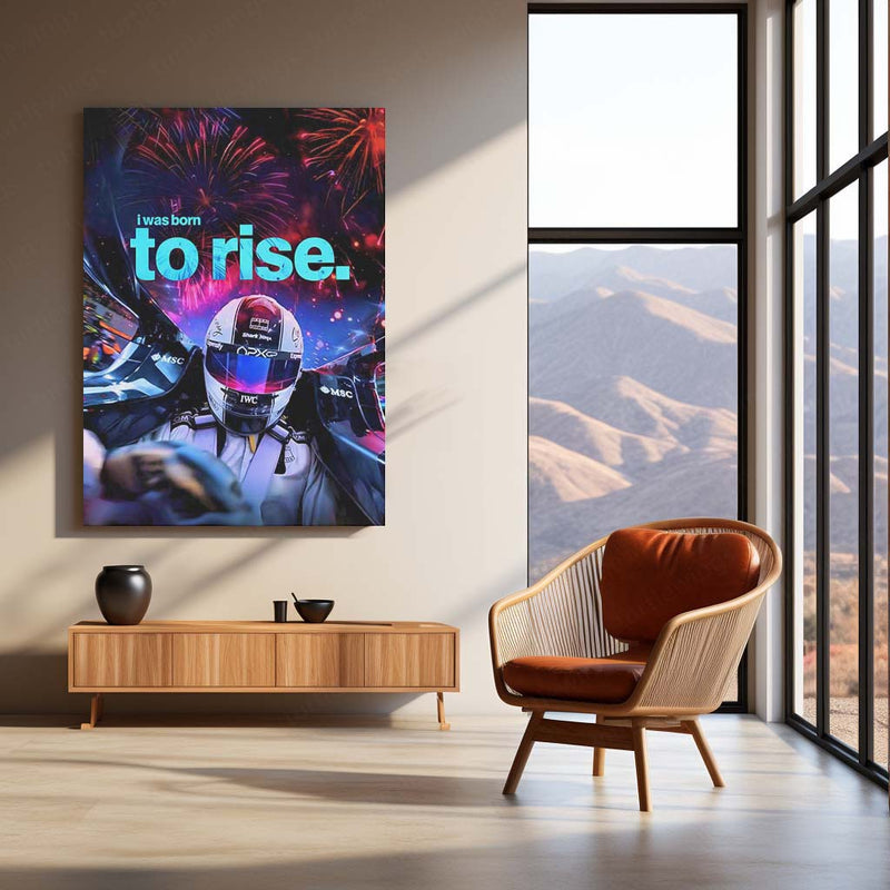 Quote Metal Poster | Sonny Hayes – Born to Rise Metal Frame Relentless Comeback & Racing Grit Wall Art | Elite Motorsport Mindset Quote Metal Poster