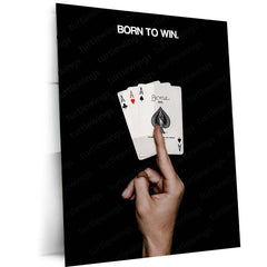Born to Win | Power Mindset Poker Metal Frame Confidence, Strategy & Winning Mentality Wall Art - TURTLEWINGS 
