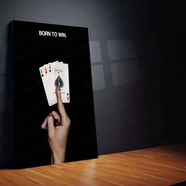 Born to Win | Power Mindset Poker Metal Frame Confidence, Strategy & Winning Mentality Wall Art - TURTLEWINGS 