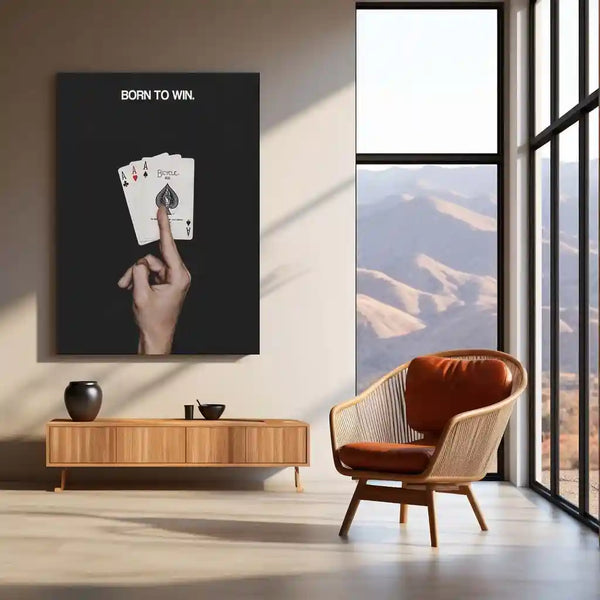 Born to Win | Power Mindset Poker Metal Frame Confidence, Strategy & Winning Mentality Wall Art - TURTLEWINGS 