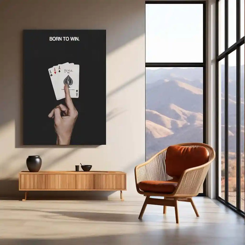 Born to Win | Power Mindset Poker Metal Frame Confidence, Strategy & Winning Mentality Wall Art - TURTLEWINGS 