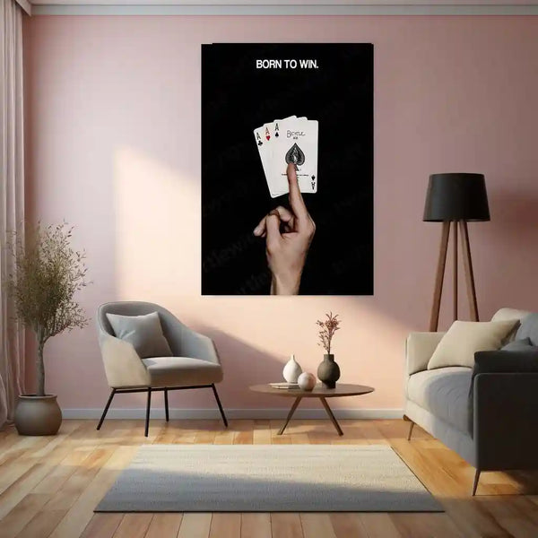 Born to Win | Power Mindset Poker Metal Frame Confidence, Strategy & Winning Mentality Wall Art - TURTLEWINGS 