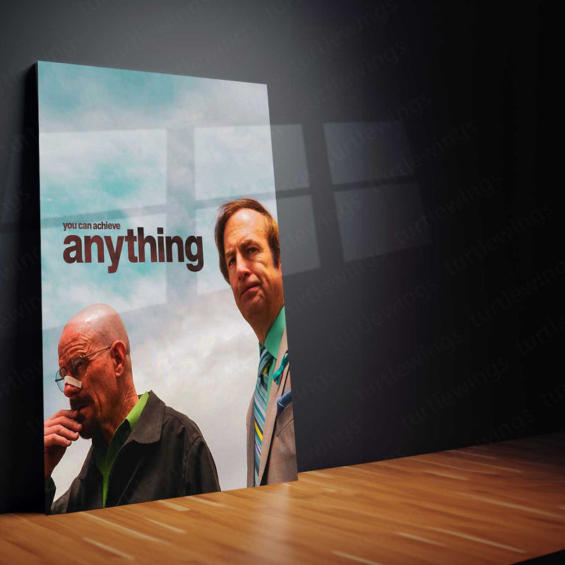 Breaking Bad Duo – “You Can Achieve Anything” Metal Poster | Walter White & Jesse Pinkman Motivational Wall Art