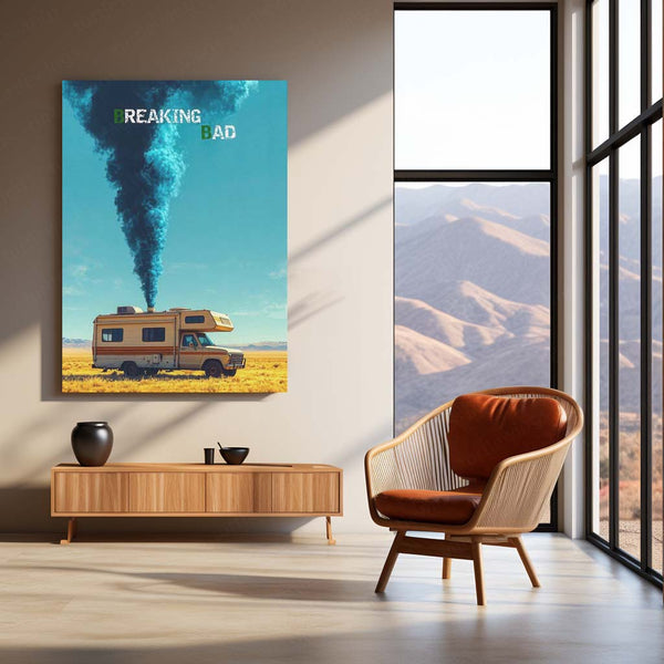 Breaking Bad – RV Desert Scene Blue Smoke Metal Poster | Heisenberg Wall Frame