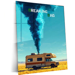 Breaking Bad – RV Desert Scene Blue Smoke Metal Poster | Heisenberg Wall Frame