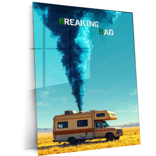 Breaking Bad – RV Desert Scene Blue Smoke Metal Poster | Heisenberg Wall Frame