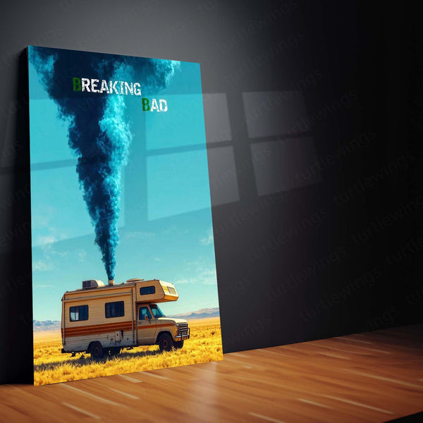 Breaking Bad – RV Desert Scene Blue Smoke Metal Poster | Heisenberg Wall Frame