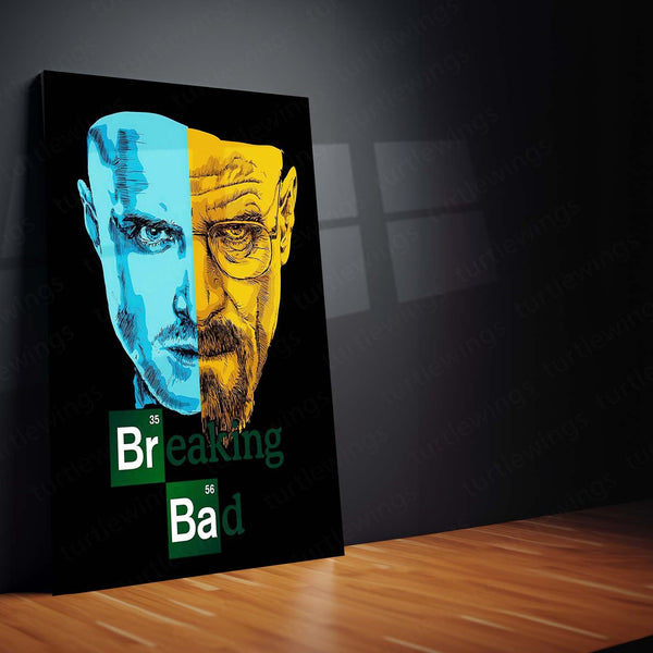 Breaking Bad – Walter White & Jesse Pinkman Split Art Metal Poster | TV Series Wall Frame