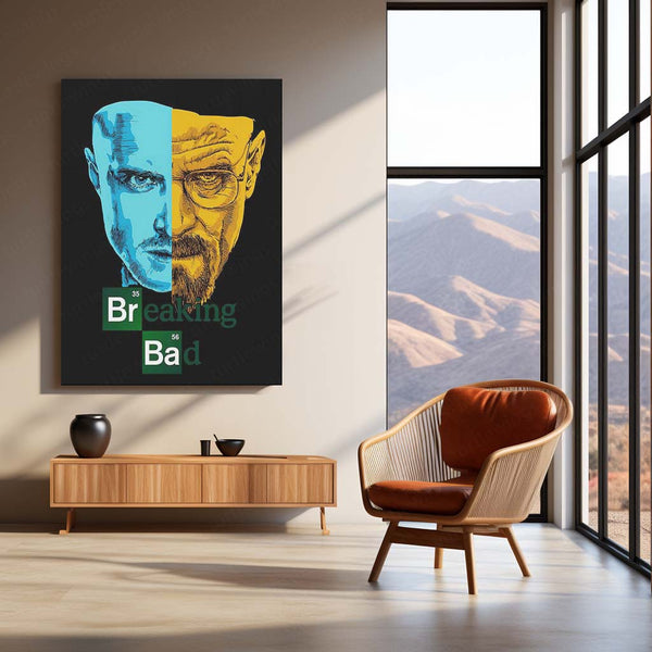 Breaking Bad – Walter White & Jesse Pinkman Split Art Metal Poster | TV Series Wall Frame