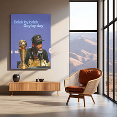 Brick by Brick, Day by Day – NBA Champion with Finals Trophy | Motivational Basketball Metal Frame Poster - TURTLEWINGS 