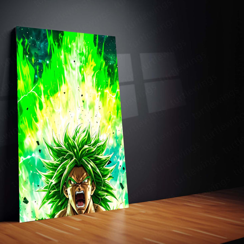 Anime Metal Poster Set of 9 | Broly | Dragon Ball Super Anime Wall Art | Legendary Super Saiyan Green Aura 9 Panel Metal Print