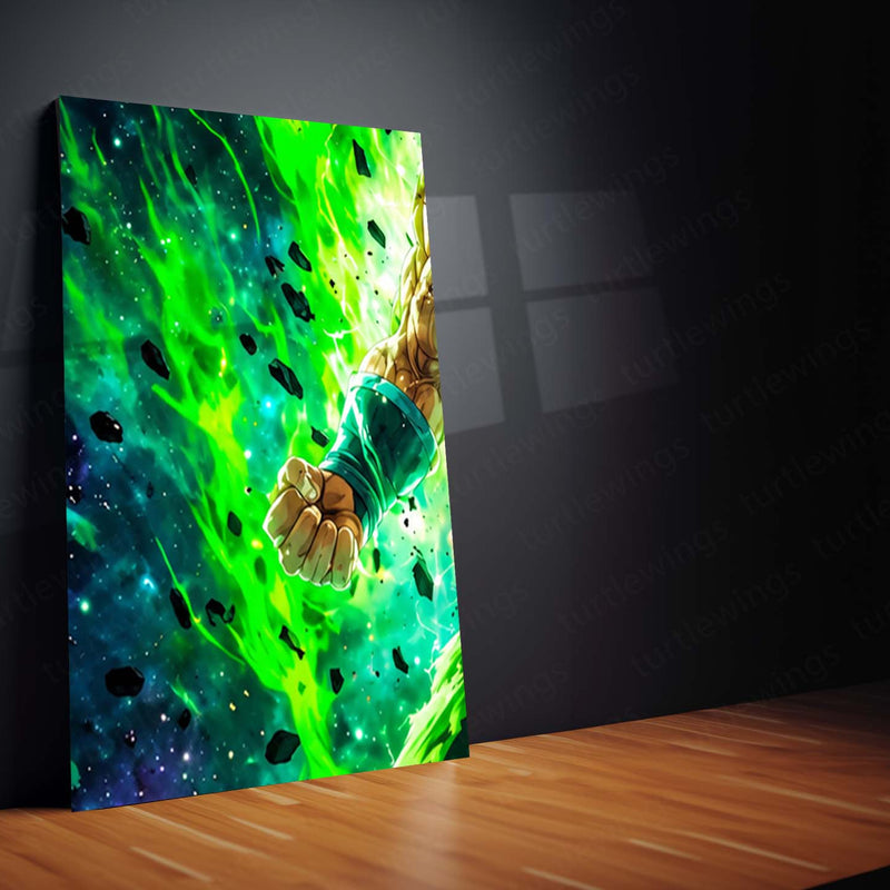 Anime Metal Poster Set of 9 | Broly | Dragon Ball Super Anime Wall Art | Legendary Super Saiyan Green Aura 9 Panel Metal Print