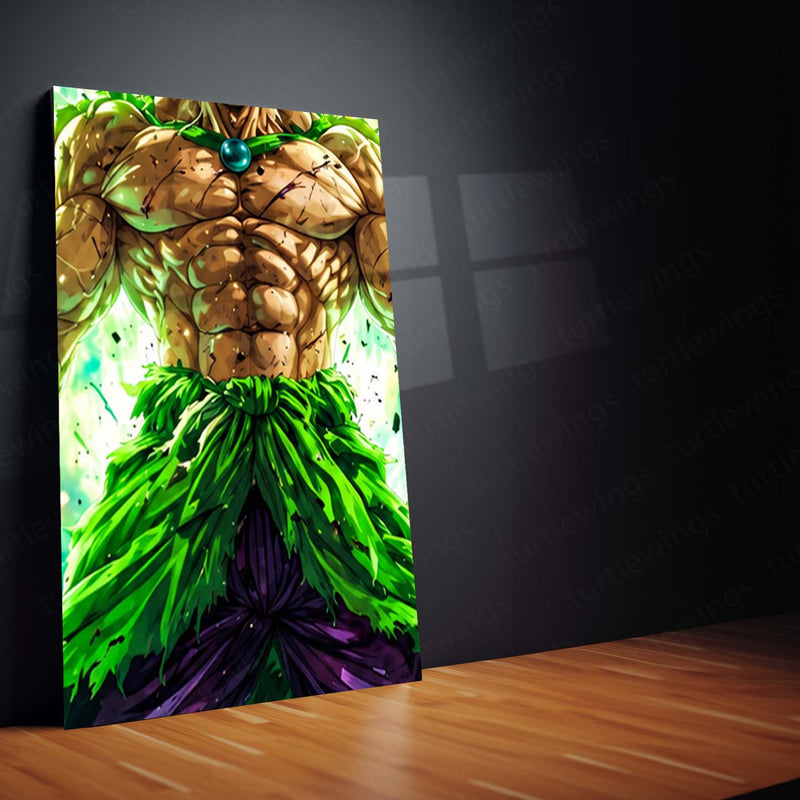 Anime Metal Poster Set of 9 | Broly | Dragon Ball Super Anime Wall Art | Legendary Super Saiyan Green Aura 9 Panel Metal Print