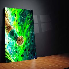 Anime Metal Poster Set of 9 | Broly | Dragon Ball Super Anime Wall Art | Legendary Super Saiyan Green Aura 9 Panel Metal Print