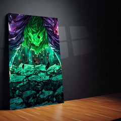 Anime Metal Poster Set of 9 | Broly | Dragon Ball Super Anime Wall Art | Legendary Super Saiyan Green Aura 9 Panel Metal Print