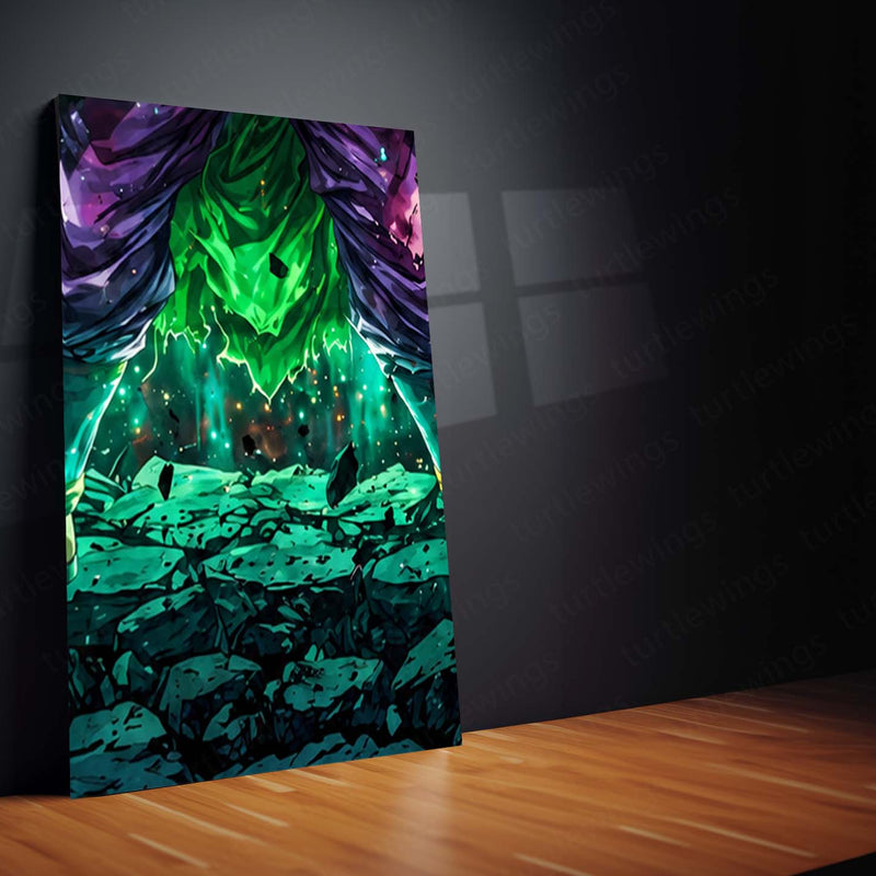 Anime Metal Poster Set of 9 | Broly | Dragon Ball Super Anime Wall Art | Legendary Super Saiyan Green Aura 9 Panel Metal Print