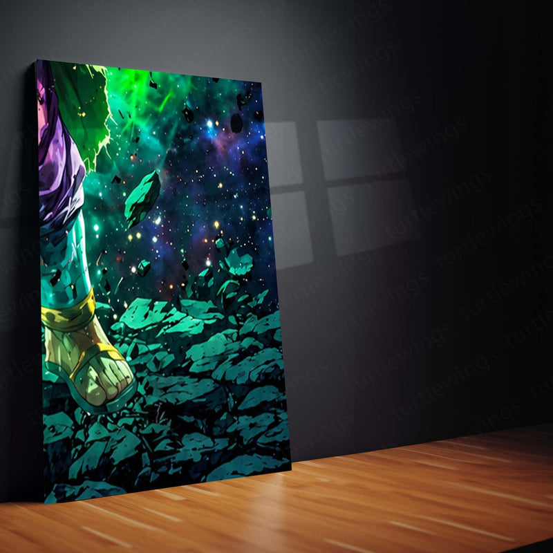 Anime Metal Poster Set of 9 | Broly | Dragon Ball Super Anime Wall Art | Legendary Super Saiyan Green Aura 9 Panel Metal Print