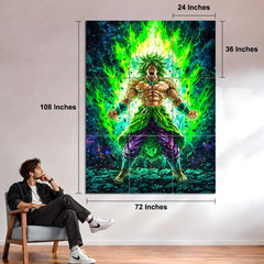 Anime Metal Poster Set of 9 | Broly | Dragon Ball Super Anime Wall Art | Legendary Super Saiyan Green Aura 9 Panel Metal Print