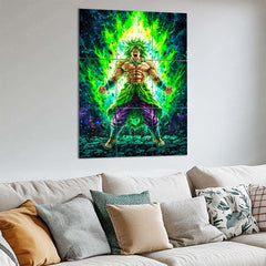 Anime Metal Poster Set of 9 | Broly | Dragon Ball Super Anime Wall Art | Legendary Super Saiyan Green Aura 9 Panel Metal Print