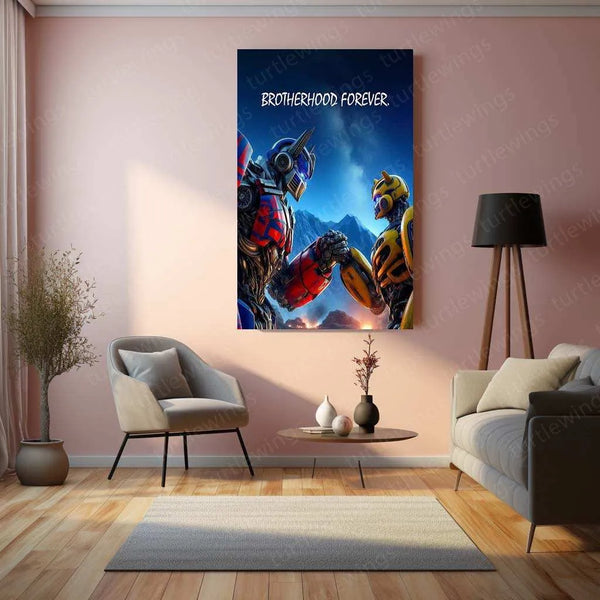 Transformers Brotherhood Metal Poster – Optimus Prime & Bumblebee Wall Art - TURTLEWINGS 