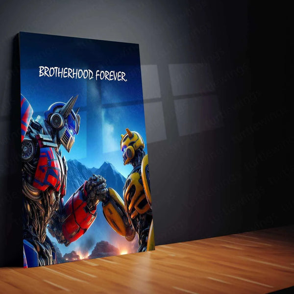 Transformers Brotherhood Metal Poster – Optimus Prime & Bumblebee Wall Art - TURTLEWINGS 