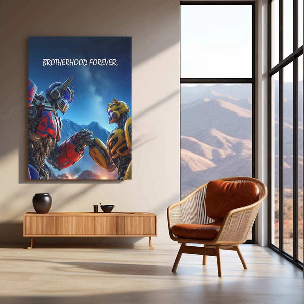 Transformers Brotherhood Metal Poster – Optimus Prime & Bumblebee Wall Art - TURTLEWINGS 