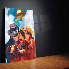 Anime Metal Poster | Brothers of the Sea – Luffy, Ace & Sabo Metal Poster | One Piece Brotherhood Wall Frame