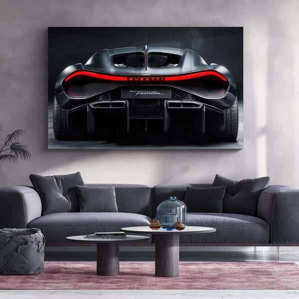 Bugatti Neon LED Metal Poster â Luxury Supercar Wall Art for Automotive Enthusiasts - TURTLEWINGS 