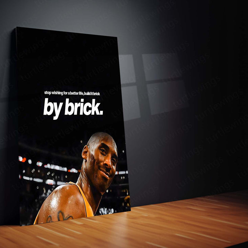 Quote Metal Poster | Kobe Bryant – Build It Brick by Brick Metal Frame Relentless Discipline & Process-Driven Success Basketball Wall Art | Mamba Mentality Quote Metal Poster