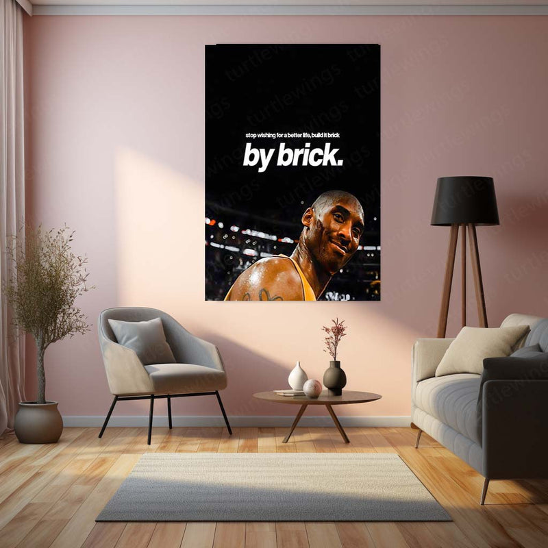 Quote Metal Poster | Kobe Bryant – Build It Brick by Brick Metal Frame Relentless Discipline & Process-Driven Success Basketball Wall Art | Mamba Mentality Quote Metal Poster