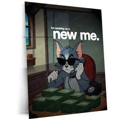 Quote Metal Poster | Building a New Me Metal Frame | Motivational Self-Growth Quote Wall Art | Premium Metal Poster