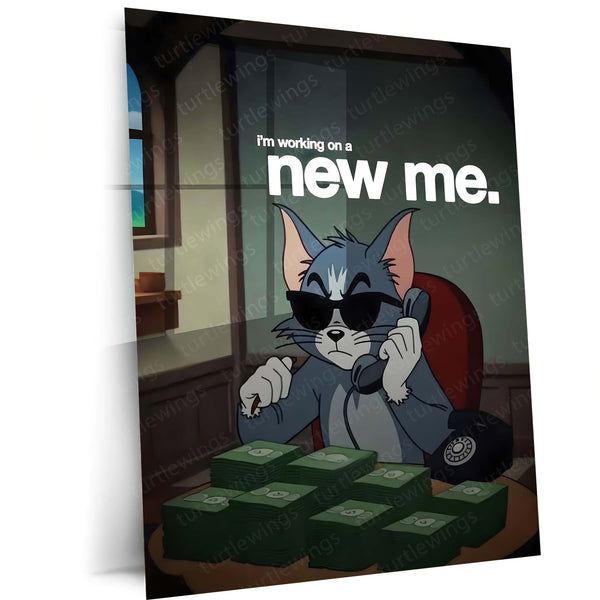 Quote Metal Poster | Building a New Me Metal Frame | Motivational Self-Growth Quote Wall Art | Premium Metal Poster