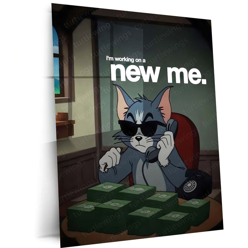 Quote Metal Poster | Building a New Me Metal Frame | Motivational Self-Growth Quote Wall Art | Premium Metal Poster