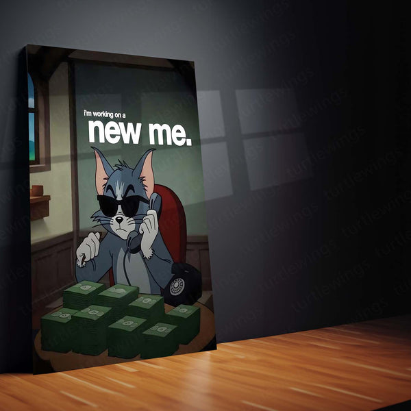 Quote Metal Poster | Building a New Me Metal Frame | Motivational Self-Growth Quote Wall Art | Premium Metal Poster