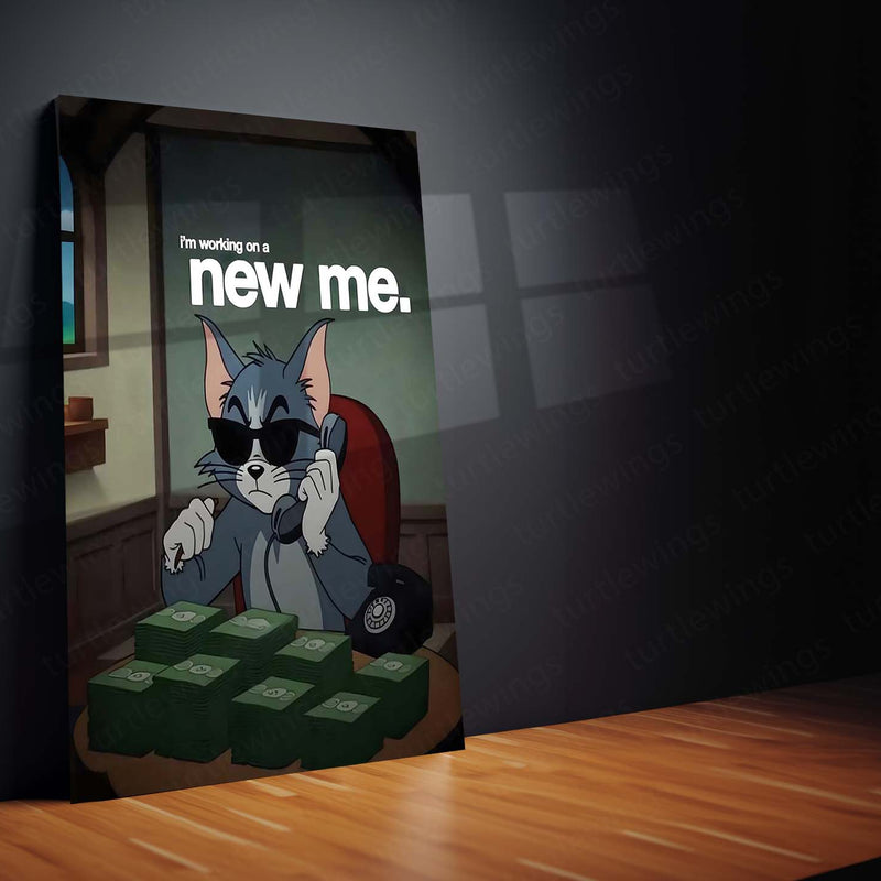 Quote Metal Poster | Building a New Me Metal Frame | Motivational Self-Growth Quote Wall Art | Premium Metal Poster