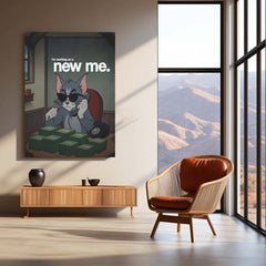 Quote Metal Poster | Building a New Me Metal Frame | Motivational Self-Growth Quote Wall Art | Premium Metal Poster