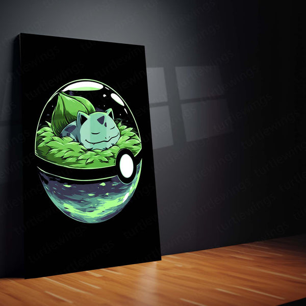 🌱 Bulbasaur Pokémon Metal Frame Poster | Cute Grass-Type Starter Wall Art for Fans & Collectors - TURTLEWINGS 