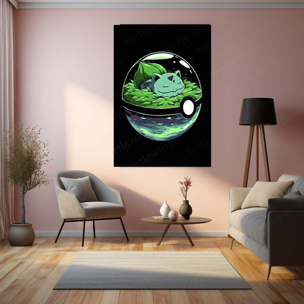 🌱 Bulbasaur Pokémon Metal Frame Poster | Cute Grass-Type Starter Wall Art for Fans & Collectors - TURTLEWINGS 