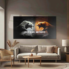 Stock Market Metal Frame | Bull vs Bear – Bulls, Bears & Profits | Wall Street Wisdom Metal Frame - TURTLEWINGS 