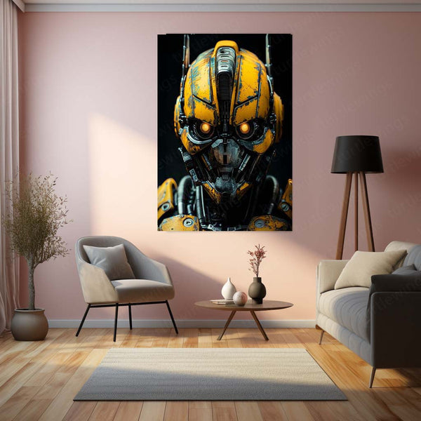 Bumblebee Transformers – Cyberpunk Mecha Style Metal Poster | Sci-Fi Wall Frame