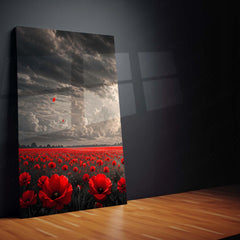 Dark Fantasy Metal Poster Set of 3 | Lone Black Swordsman Red Poppy Field & Heavenly Light Triptych Wall Art – product image