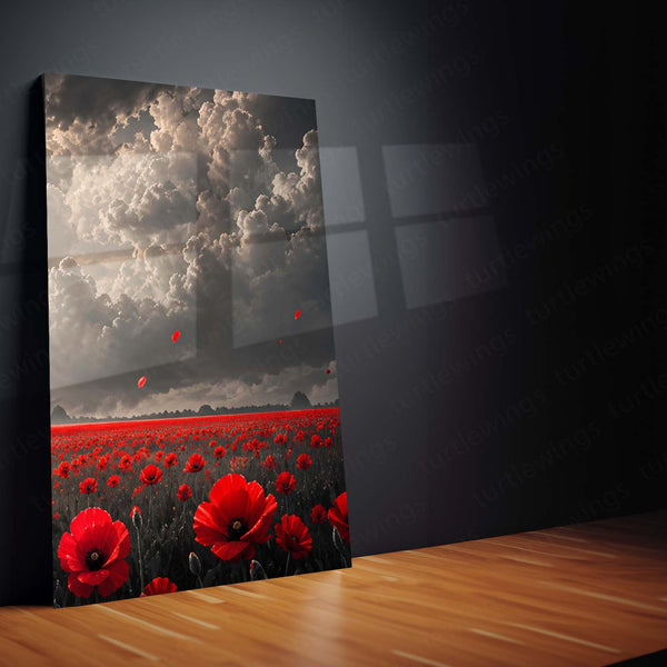 Dark Fantasy Metal Poster Set of 3 | Lone Black Swordsman Red Poppy Field & Heavenly Light Triptych Wall Art – product image