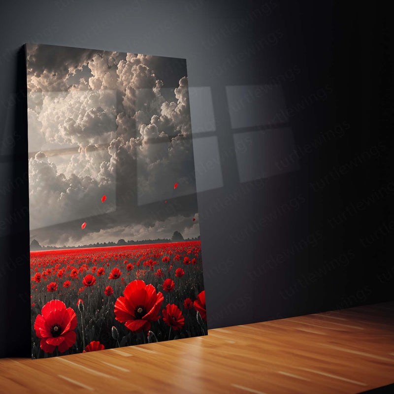 Dark Fantasy Metal Poster Set of 3 | Lone Black Swordsman Red Poppy Field & Heavenly Light Triptych Wall Art – product image