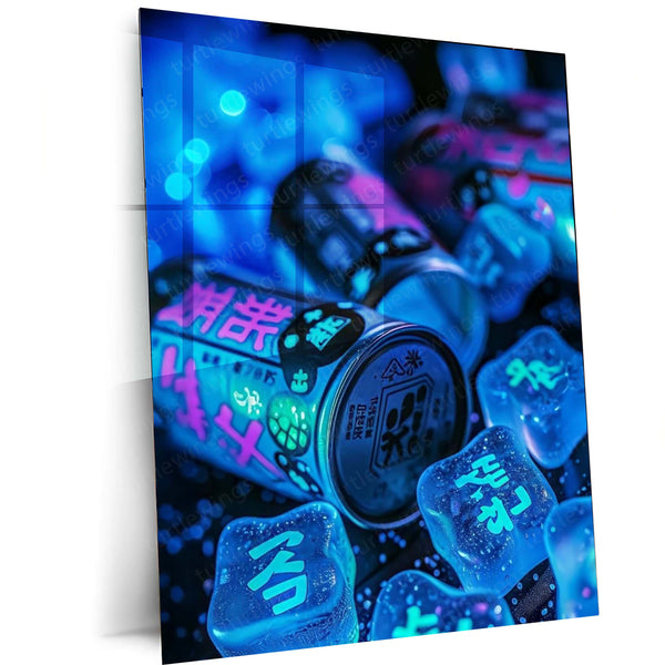 🥤 Cans with Ice Metal Frame Poster | Chilled Beverage Art for Kitchen, Bar & Café Decor - TURTLEWINGS 