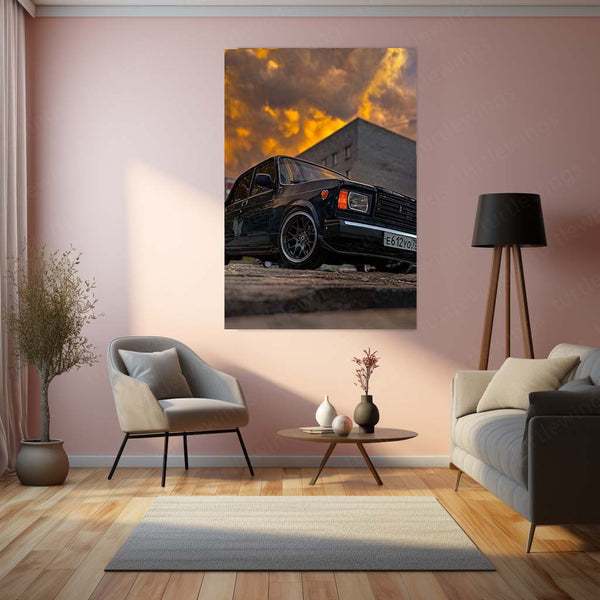 🚗 Car Abstract Art Metal Frame Poster | Modern Auto-Inspired Wall Decor for Garage, Office & Studio 02 - TURTLEWINGS 